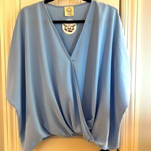 BNWT light blue faux wrap top